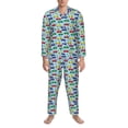 thumbnail image 3 of Fuzoiu Transport Print Men's Long-Sleeved Pajama,Lounge Button Down Nightwear,Mens Notch Collar Pajama Set -XX-Large, 3 of 7