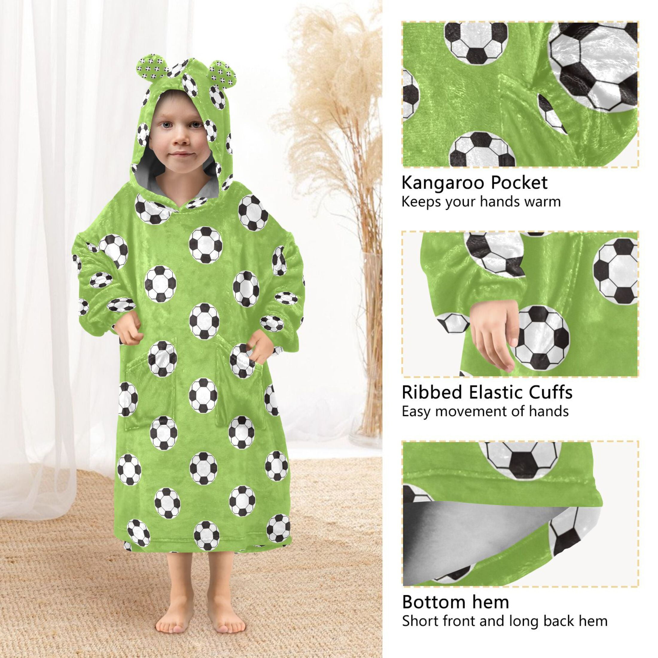 joogoo Wearable Blanket Hoodie for Soccer Balls-z1 Oversized Sherpa Hooded 3-14 YR M