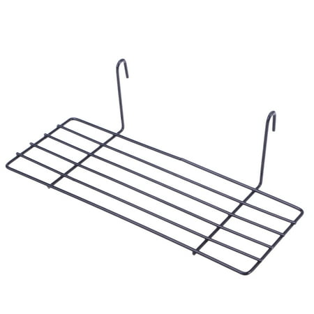 

Black Wire Storage Basket Rack Straight Shelf for Grid Panel Display 25x10cm