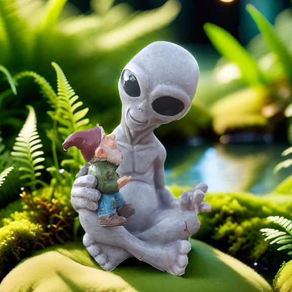 Unique Alien Gnome Ornament Resin Skeleton Figurines Tortoise Gnome Dwarf Statue Halloween Christmas Garden Desk Home Decoration