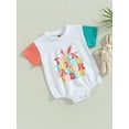 thumbnail image 3 of Bagilaanoe Newborn Baby Girl Boy Easter Rompers Bunny Letter Print Short Sleeve Bodysuits 6M 12M 18M 24M Infant Casual One Piece Short Jumpsuit, 3 of 8