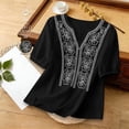 thumbnail image 2 of kaondbfi Summer Tops for Women Women's Casual Solid Color Ruched Linen Cotton Shirt Top Womens Essentials Fashion Clothing, 2 of 6