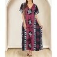 thumbnail image 4 of HAPPY BAY Women's Summer Loose Caftan Maxi Night Evening Gown Loungewear Dashiki House Dresses for Women 3X-4X Aztec, Pink, 4 of 4