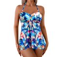 thumbnail image 4 of Flmaly bathing suit for women High Waisted Women's Neck Strapless Bra With Two Split Swimsuit Belly Covering And Splicing Sexy Fashionable Dress Bikini Modest Bathing Suits, 4 of 8