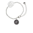 thumbnail image 2 of Delight Jewelry Silvertone Antiqued Round Seal - Initial - Z - Silver-tone Flower Link Chain Bracelet, 6.75"+2" Extender, 2 of 4