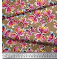 thumbnail image 3 of Soimoi Brown Moss Georgette Fabric Insect Watercolor Printed Craft Fabric by The Yard 42 Inch Wide, 3 of 3