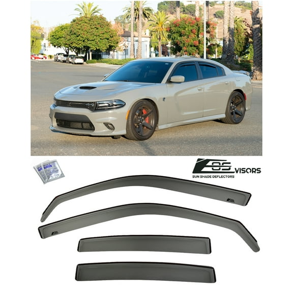 Extreme Online Store EOS Visors for 2011-2020 Dodge Charger | in-Channel Style Smoke Tinted Side Vents Rain Guard Window Deflectors