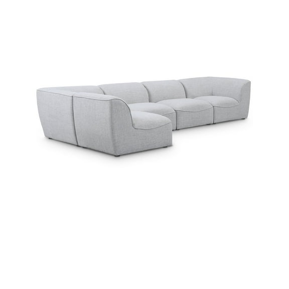 Meridian Furniture Miramar Grey Durable Linen Textured Modular Sectional