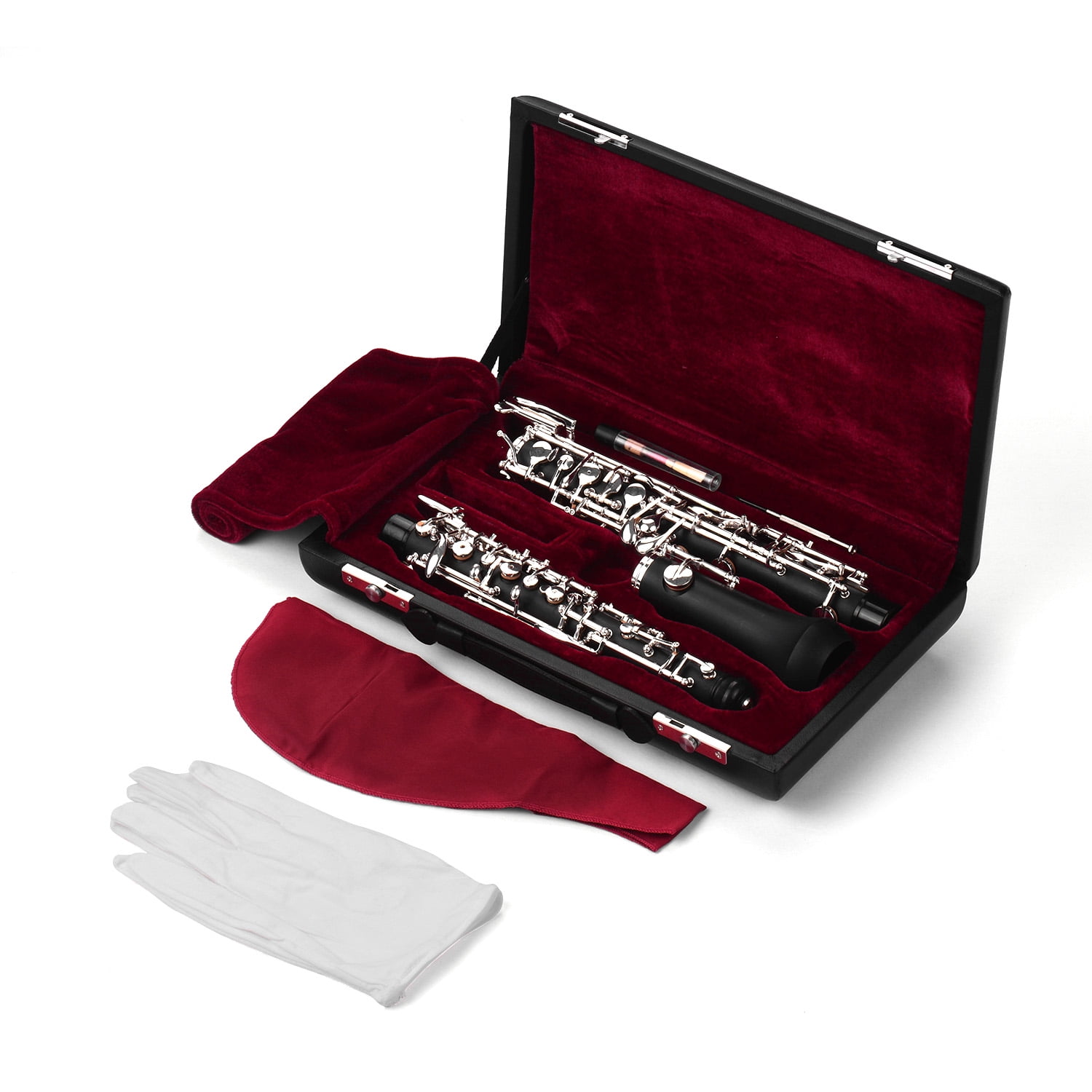 Muslady Professional Oboe C Key Semi-automatic Style Nickel-plated Keys Woodwind Instrument with Oboe Reed Gloves Leather Case Carry Bag Cleaning Cloth Mini Screwdriver