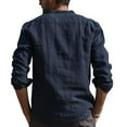thumbnail image 6 of Huresd Mens Cotton Linen Henley Shirts Long Sleeve Summer Casual T-Shirt Regular Fit Lightweight Yoga Tops with Pocket Navy 2XL, 6 of 6