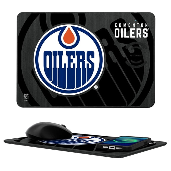 Keyscaper Edmonton Oilers 15W Fast Wireless Charger and Mouse Pad