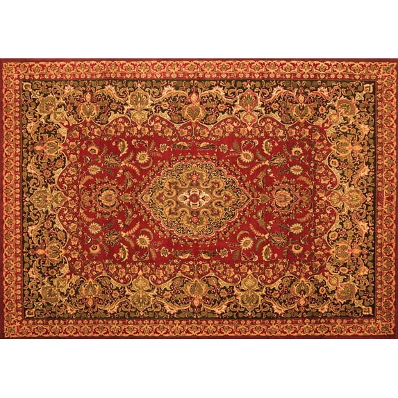 Ahgly Company Indoor Rectangle Medallion Orange Traditional Area Rugs, 2' x 4'