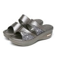 thumbnail image 4 of Dpityserensio Women's Fashion Summer Solid Peep Toe Casual Wedge Slide Shoes Ladies Sandals Sandals for Women Silver 10(43), 4 of 9