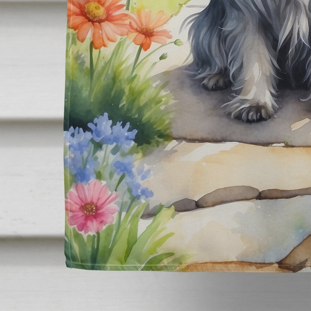 Skye Terrier Spring Path House Flag 28 in x 40 in