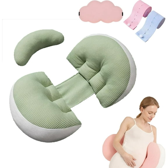 Tottlebee Pregnancy Pillow, 2025 New Pregnancy Pillows for Sleeping, Memory Foam Maternity Pillow Support for Back Belly, Adjustable Pillows Spacing Fits for Side Spleeping Pregnant (B)