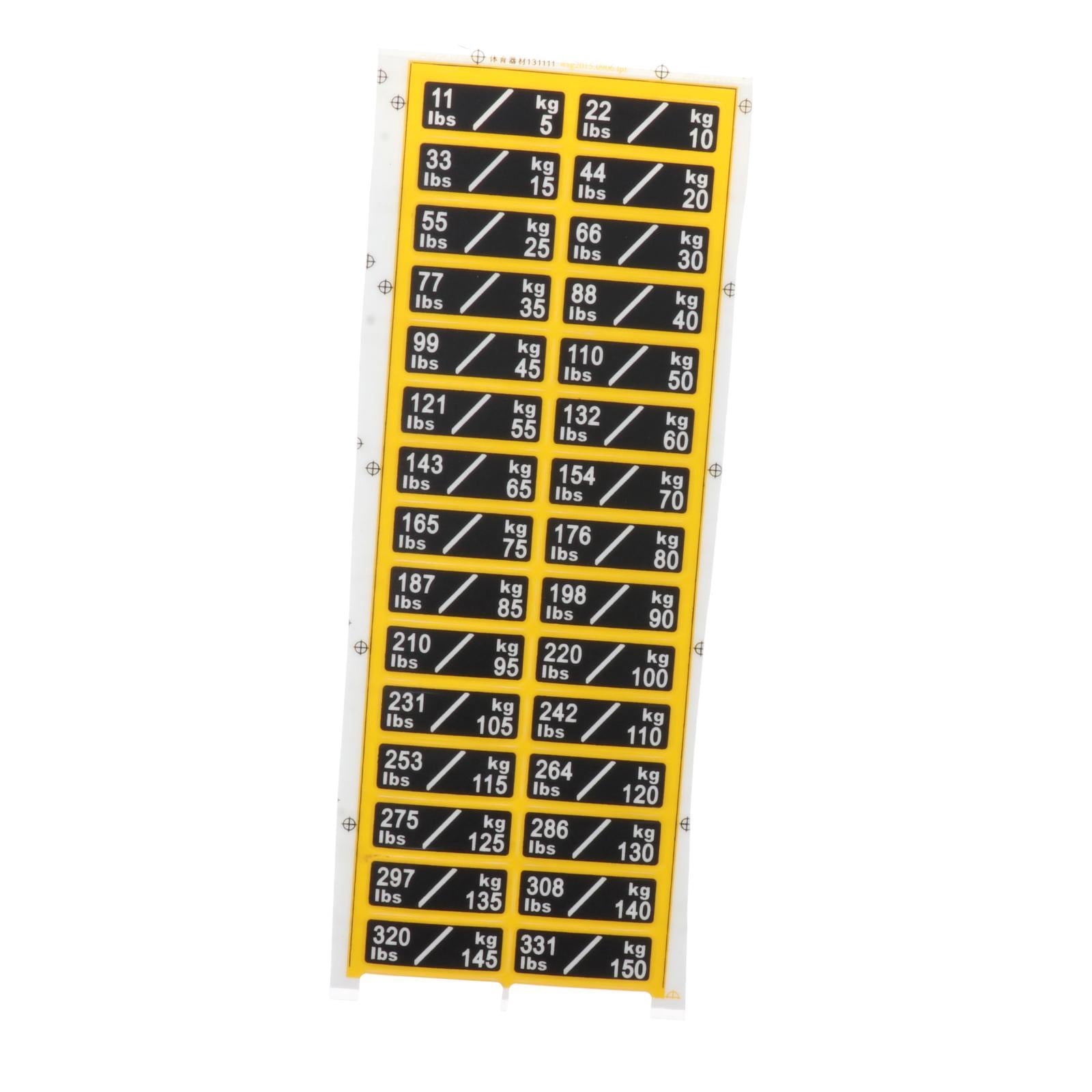 Pegatinas De Peso Para Gimnasio De 11 A 220 Libras - Set De Calcomanías De Plástico PP Para Mancuernas, Barras Y Discos, Eliminación Sin Residuos, Identificación Clara