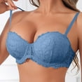 thumbnail image 2 of Women's Balconette Lace Bra, Lightly Padded Comfortable Brassieres, Full Cup Underwire Support Bralette, 2 of 7