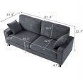 thumbnail image 3 of CQSXDA 81.8 Inch 2-Seater Corduroy Loveseat Sofa with Iron and Wood Frame, Square Armrests for Living Room or Apartment, Gray, 3 of 9