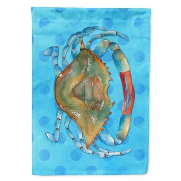 Carolines Treasures BB8246CHF Blue Crab Blue Polkadot Flag Canvas House Size  Large multicolor