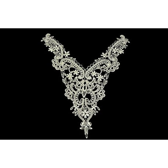 Altotux 9"x10.5" Ivory Venice Lace Bodice Yoke Collar Applique Motif By Piece