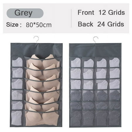 AUMIY Non-Woven Double-Sided Underwear Storage Bag Wardrobe Hanging Bag Folding Clothing Organizer Transparent Socks Bra Storage Bags