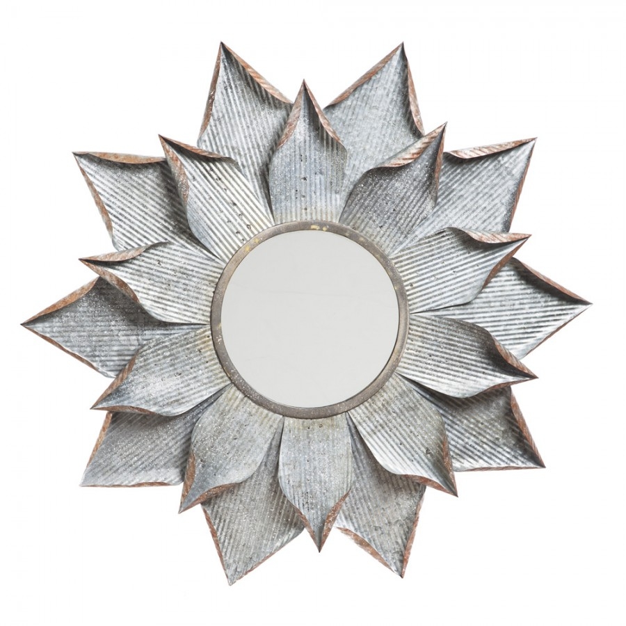 Cape Craftsmen Galvanized Metal Flower Wall Mirror