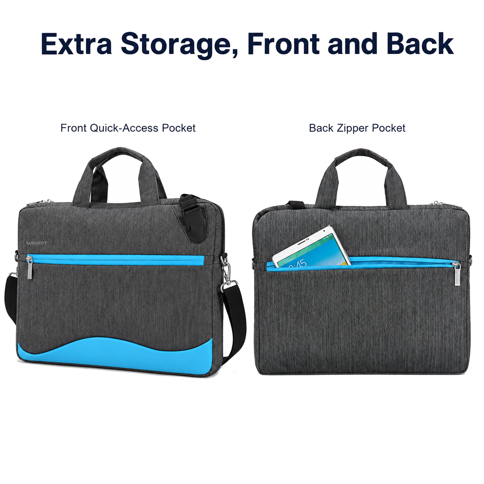 15.6 Inch Business Laptop Shoulder Bag, Slim Padded Professional Briefcase with Adjustable Strap, Multi-Compartment Computer Carrying Case for Work, Office, Travel, Blue