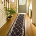 thumbnail image 2 of Custom Size Fleur De Lis French Design Black, Beige, Blue, Brown, Gray and Red Color Options Non-Slip Rubber Backing- 31 Inch Wide by Your Choice of Length-Hallway Stair Runner Carpet, 2 of 5