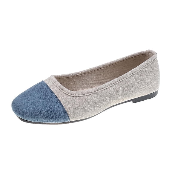 ShiShine Womens Square Toe Ballet Flats Two Tone Slip On Comfort Casual Dressy Dolly Shoes