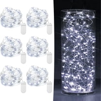 6 Pack Fairy Lights Battery Operated 7ft 20 LED Mini String Lights Twinkle Lights Silver Wire Firefly Starry Lights for Mason Jars Wedding Party Christmas Centerpiece Table Decorations, Cool White