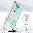thumbnail image 2 of For iPhone 7 / 8 / SE 2022 & 2020 Marble Patterned Case with Card Holder, Back Folio Kickstand PU Leather + Soft Crystal Bumper Edge, Magnetic Clasp Back Cover,Green, 2 of 6