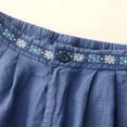thumbnail image 5 of DuoJiaJ High Waist Embroidered Loose Fit Straight Leg Mid Thigh Shorts Casual Bohemian Style Blend Women Shorts Blue M, 5 of 5
