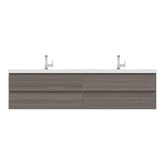 Alya Bath Paterno 84" Modern Wood Wall Mounted Bathroom Vanity in Gray