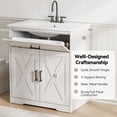 thumbnail image 4 of 30 Inch Bathroom Vanity with Ceramic Sink, Freestanding Bathroom Sink Cabinet with Fluted Doors, 2 Doors and 1 Drawer, Adjustable Shelf, Farmhouse Bathroom Storage Combo, White, 4 of 8