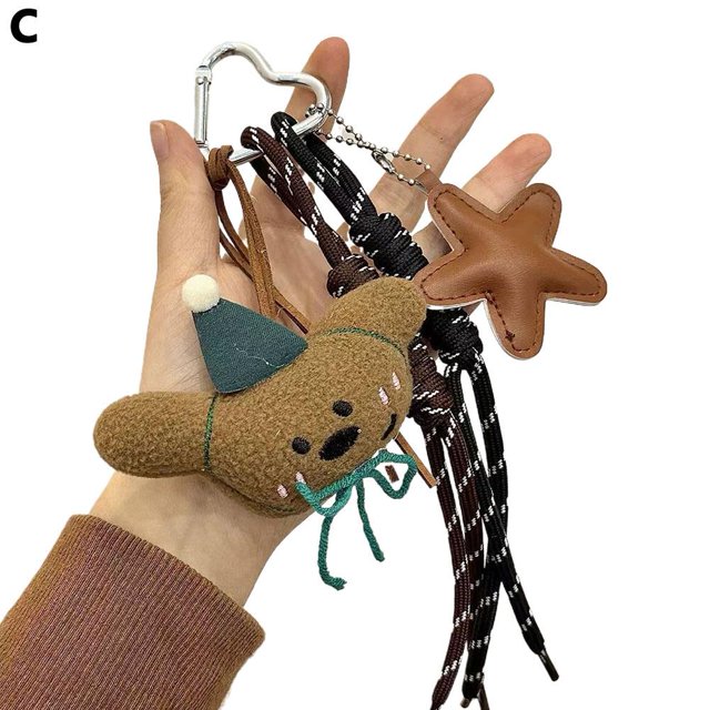 Colgante de oso de peluche de dibujos animados para bolso, llavero con cadena de cuentas, color café de alta calidad, para la escuela