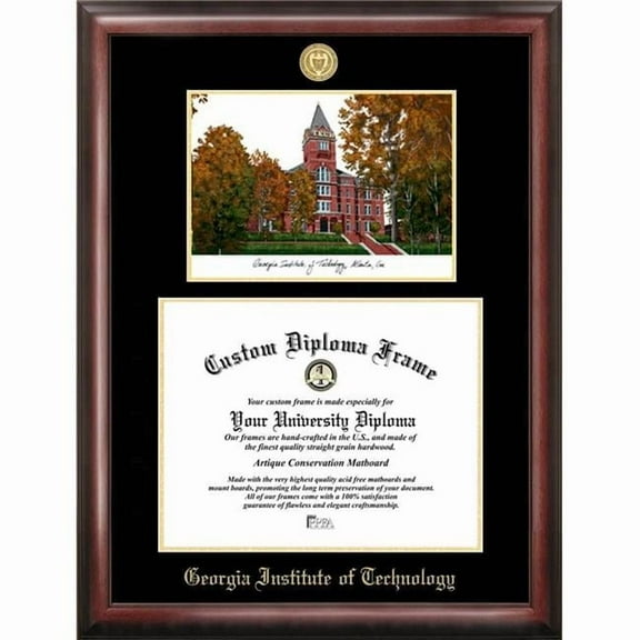 Campus Images GA974LGED-1714 14 x 17 in. Georgia Institute of Technology Gold Embossed Diploma Satin Mahogany Frame with Lithograph