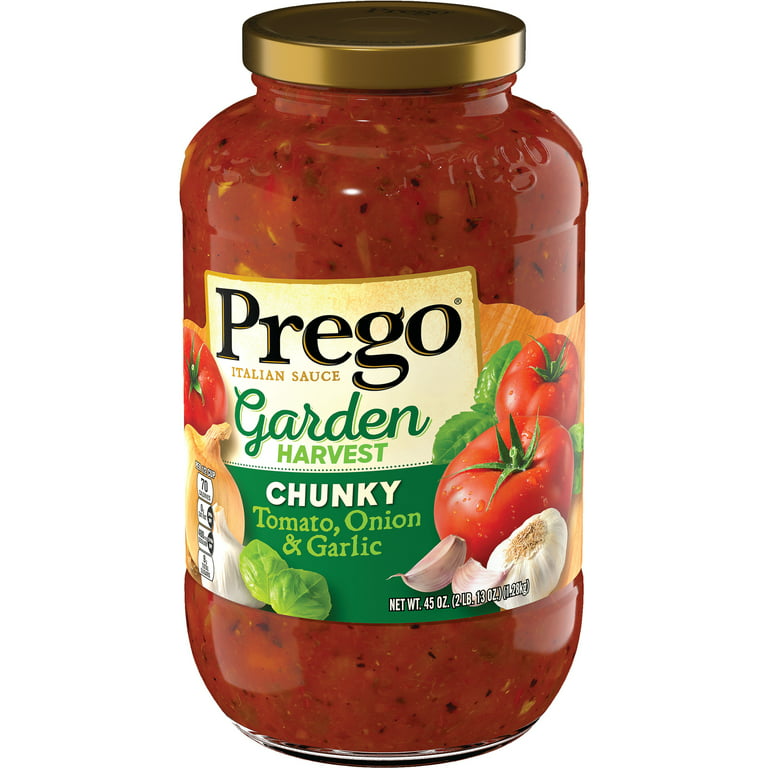 Prego Pasta Sauce, Garden Harvest Chunky Tomato Sauce with Onion and  Garlic, 45 Ounce Jar 