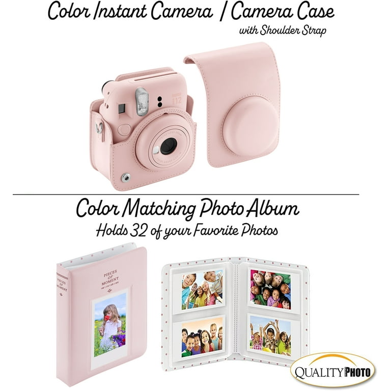 Instant Photo kit Camera Mini Case, Album Stickers, (Blush Decoration Fujifilm with Fuji and More 12 Instax Films, Accessory 60 Frames, Pink)
