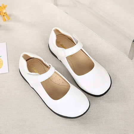 

ZMHEGW Children Shoes Summer And Autumn Girls Leather Student Dress Performance Hook Loop Slip On Comfortable