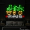 thumbnail image 2 of Glowneon Love Grows Here Neon Sign, Plant Led Sign, Modern Green Plant Decor, Tropical Leaf Décor, 2 of 5