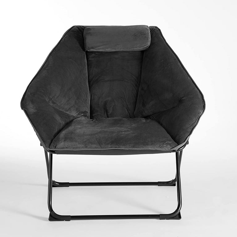 Urban Shop Micromink Hex Folding Saucer Chair Black