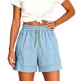 thumbnail image 2 of Sheghy Workout Shorts Women 100%Cotton Women Summer Fashion Solid Quick Dry Sports Drawstring Dual Pocket Knee-Length Shorts Light Blue XXXXL, 2 of 6