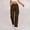 02 Brown, variant on YueHuiYing Fashion Pants Women Ladies Solid-color Stretch Belt Long Pants String Button Pockets Pants Trousers