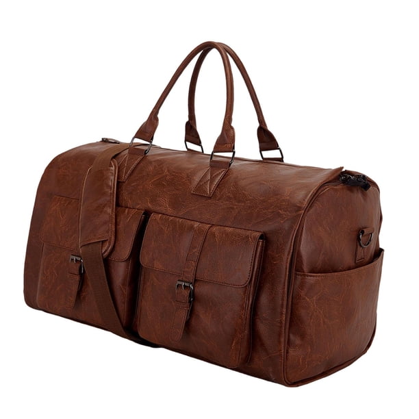 Bolsa de lona para ropa, bolso de fin de semana, bolso de hombro portátil, bolso grande multiusos Marrón