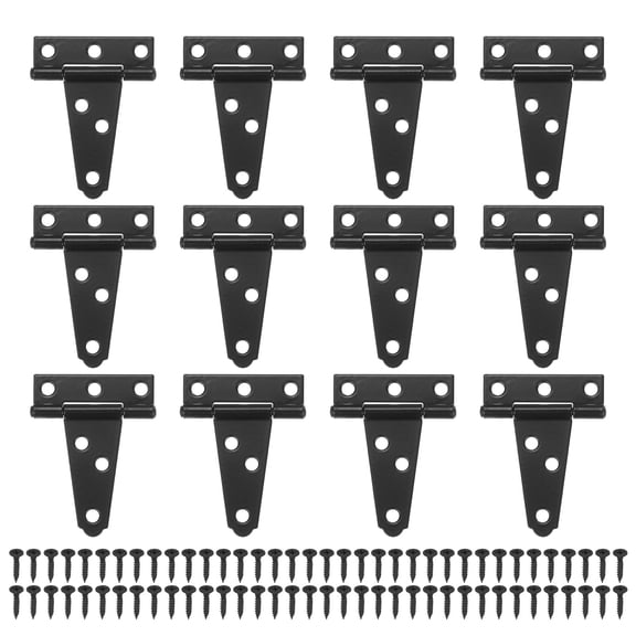 Uxcell 12-Pack Iron T-Strap Shed Door Hinges, 2 Inch Tee Hinge Wrought Hardware with Screws for Yard Barn Door [Black]