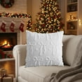 thumbnail image 2 of Beautynvta Christmas Pillow Cover, 18x18 Inch, White Bowknot Embroidered Throw Pillow Case, Soft Fabric Cushion Cover with Hidden Zipper for Xmas Valentines Home Decor, 2 of 6