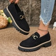 thumbnail image 6 of Miluxas Womens Penny Platform Loafers - Suede Platform Chunky Slip On Dress Shoes Business Sole Loafers Black 7(39), 6 of 9