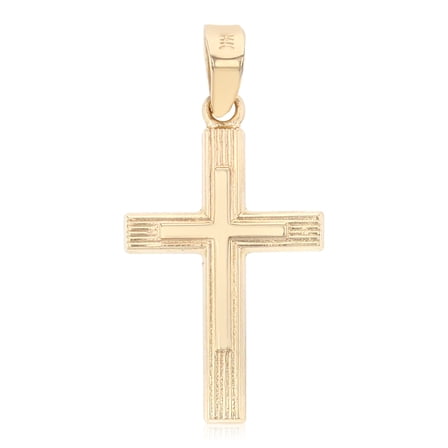 Ioka-14K Yellow Gold Religious Cross Charm Pendant For Necklace or Chain