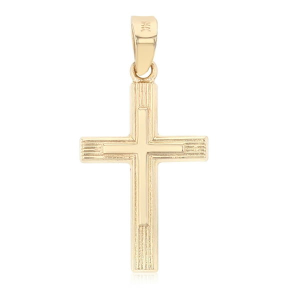 Ioka-14K Yellow Gold Religious Cross Charm Pendant For Necklace or Chain