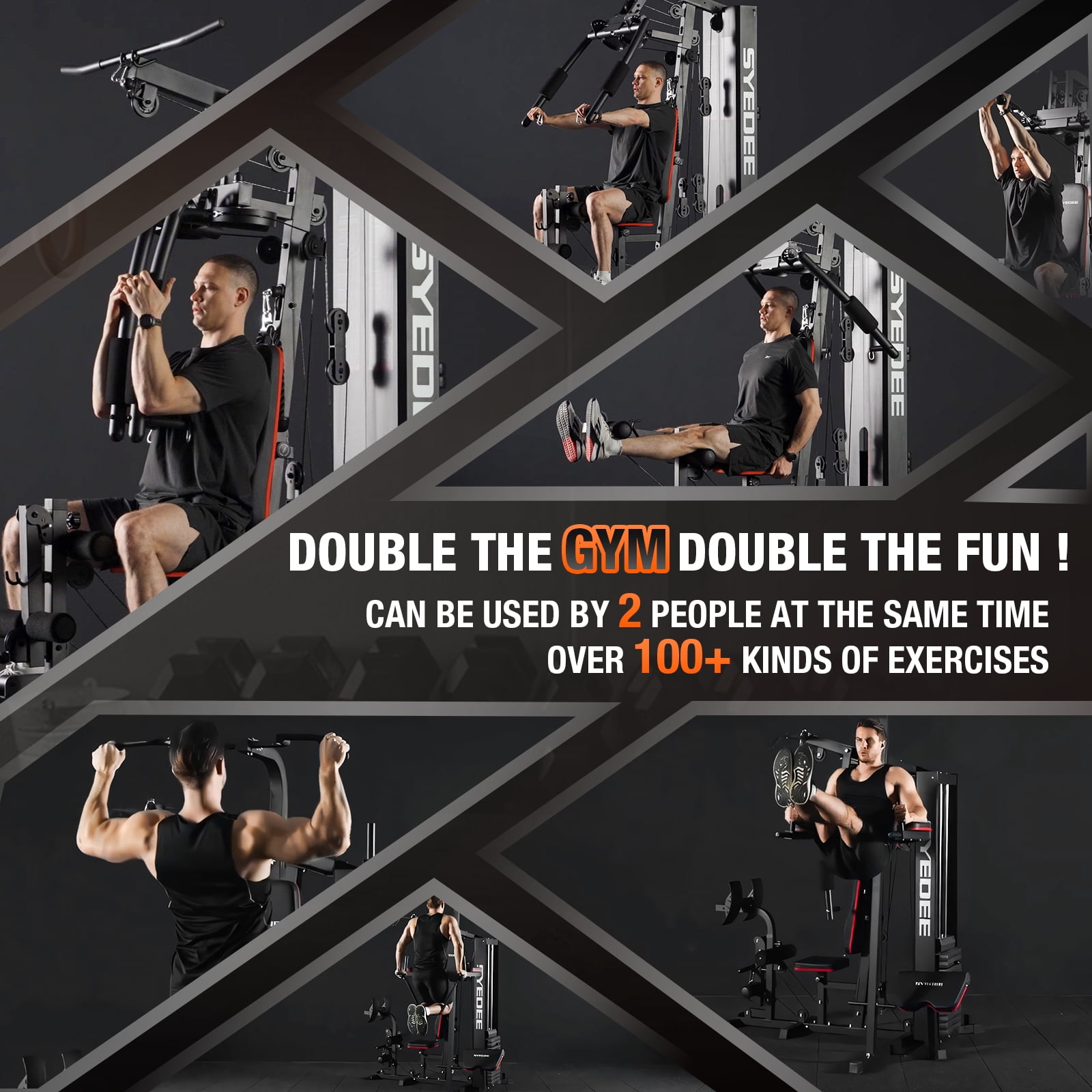 Syedee Home Gym Station, Workout Station With 150LBS Weight Stack, Home Gym Equipment With Power Tower for All Body Training